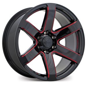 RV6 – Gloss Black w/Milled Spokes & Red Tint